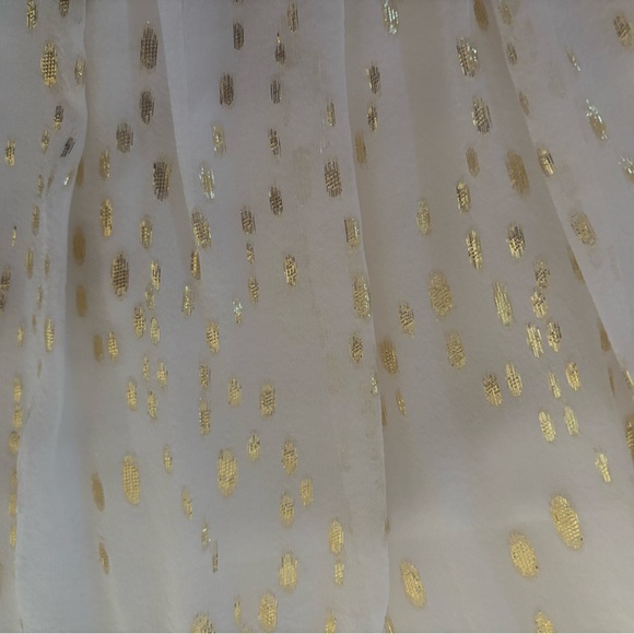 Worn Once! AIDAN MATTOX Silk One Shoulder Maxi White/Gold - Picture 7 of 12